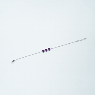 Silver Triple Pink Heart Bracelet