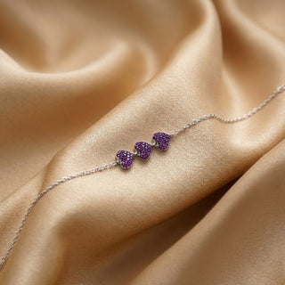 Silver Triple Pink Heart Bracelet