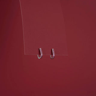 Silver Pink Enamel Link Hoops