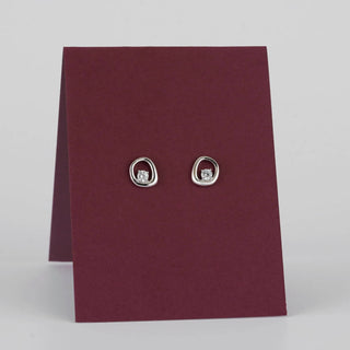 Silver Swirl Solitaire Stud Earrings