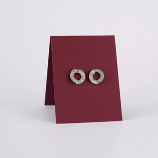 Silver Half-Halo Circle Stud Earrings