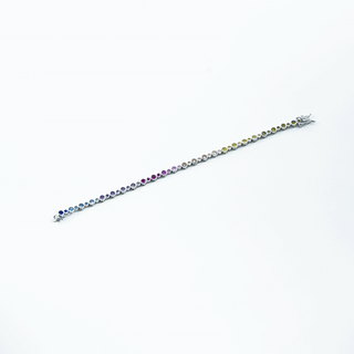 Silver Rainbow Bezel Tennis Bracelet