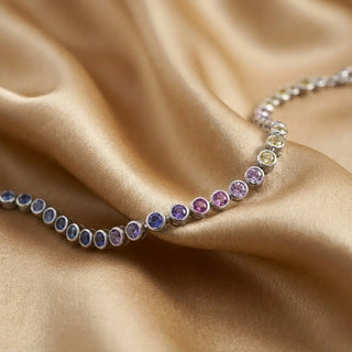 Silver Rainbow Bezel Tennis Bracelet