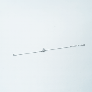 Silver Single Butterfly CZ Bracelet