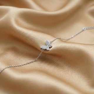 Silver Single Butterfly CZ Bracelet