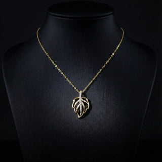 Glittering Leaf Charm Necklace