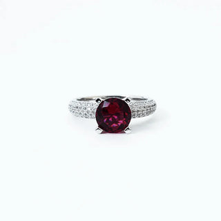 Crimson Halo Solitaire Ring
