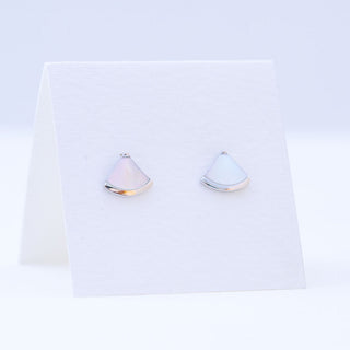 Iridescent Fan Shell Stud Earrings