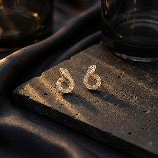 Geo Heart Baguette Stud Earrings