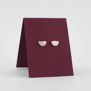 Modern Half‑Moon Pearl Stud Earrings